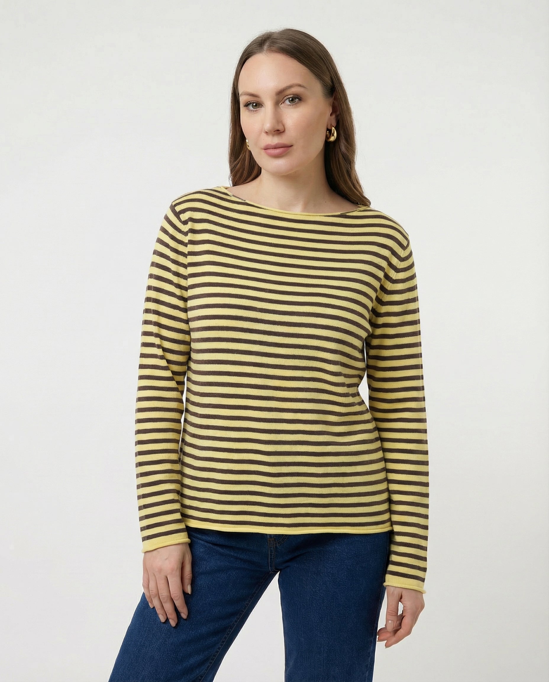 Maglia a righe scollo a barchetta 100% cotone