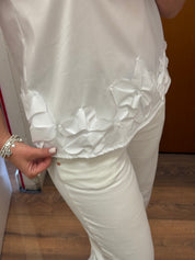 Top con applicazioni colore bianco Gioia