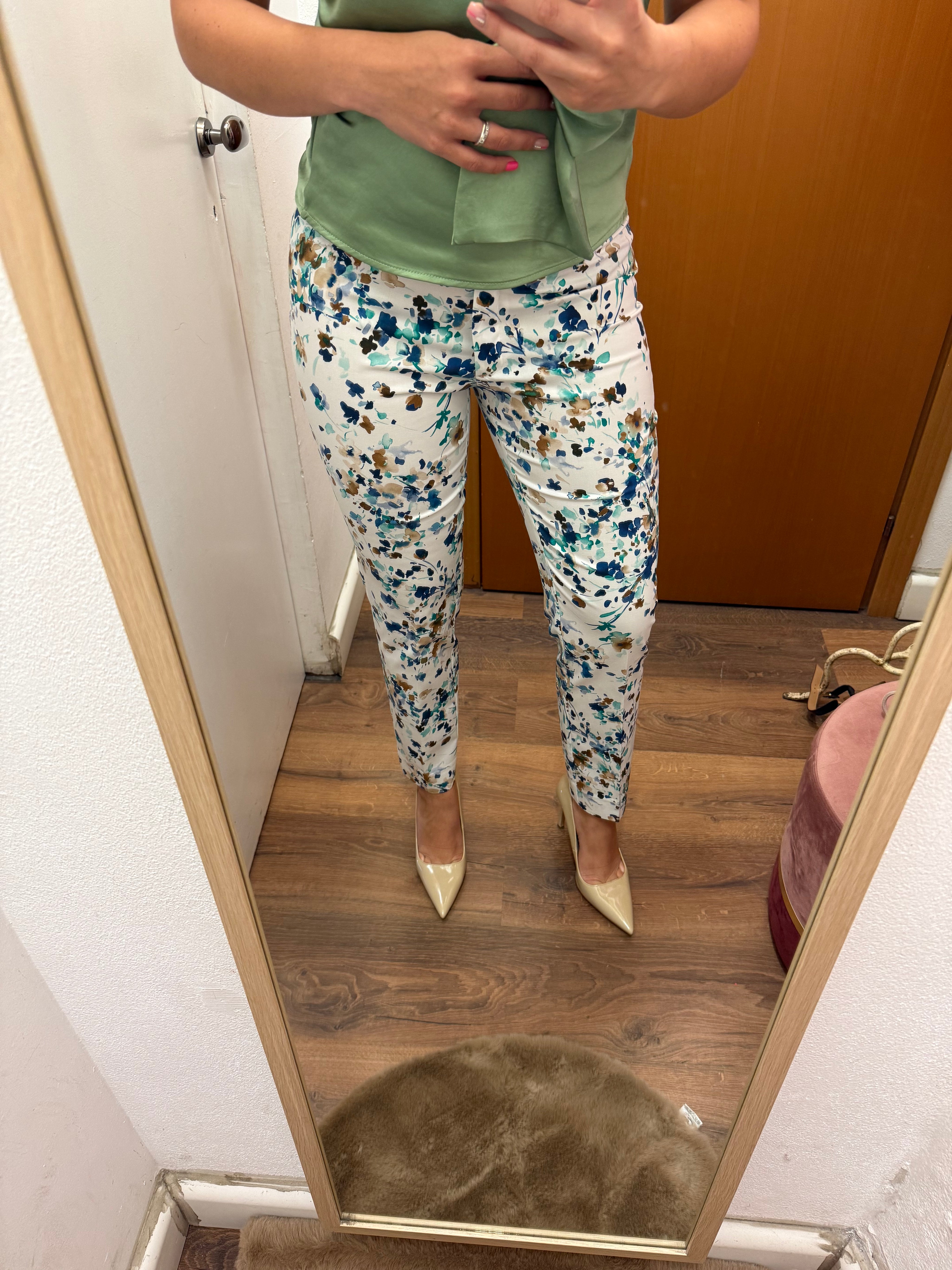 Pantalone in cotone fantasia verde Gioia