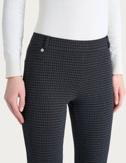 Pantalone flare alla caviglia con fantasia check in Eco Jacquard Ragno