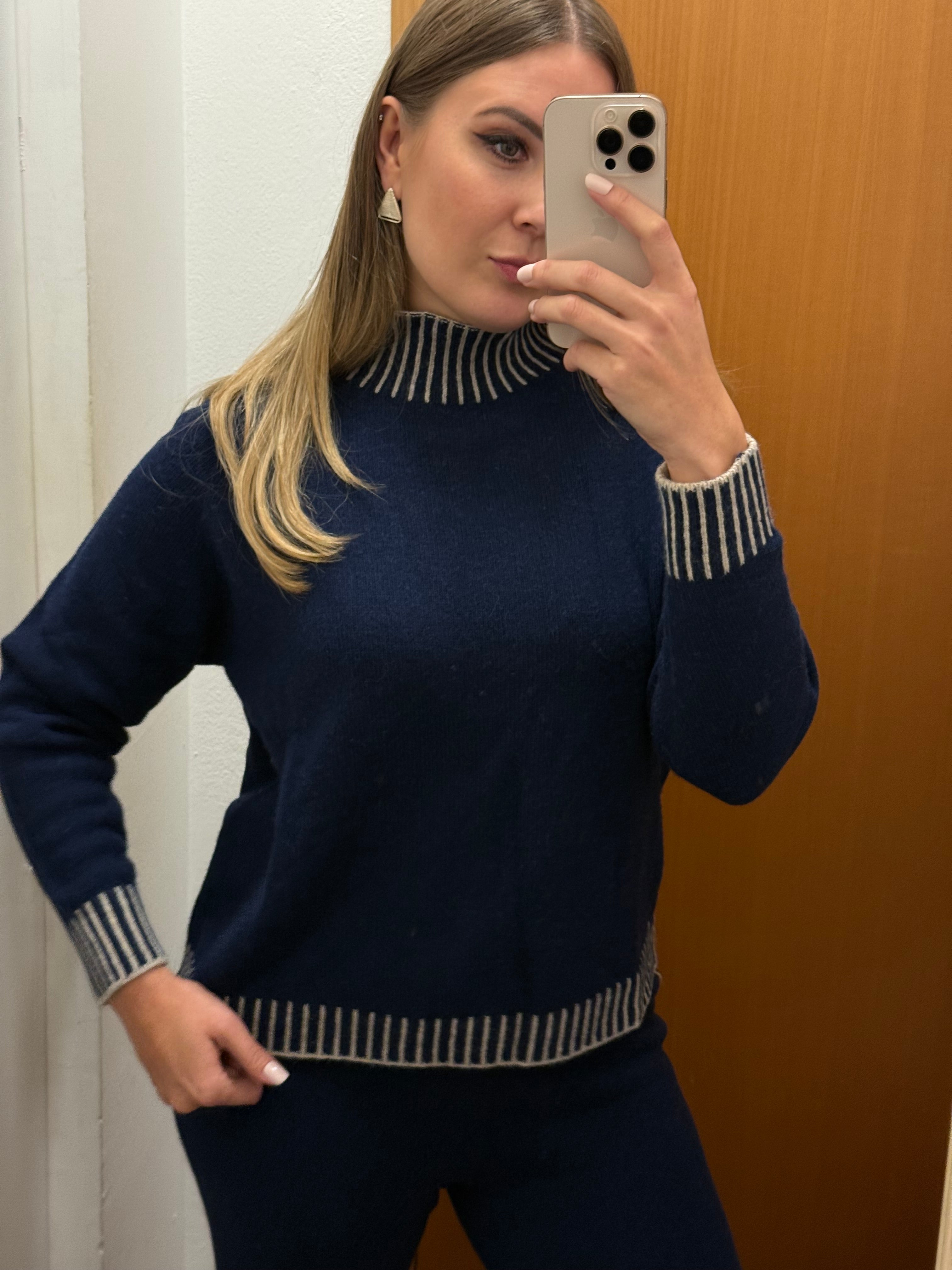 Maglia collo a cratere misto lana & cashmere