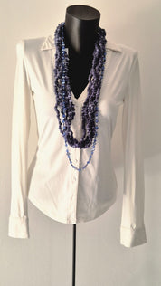 Collana artigianale a cinque fili con filo decorativo in perle/pietrine – Roberta Zanelli