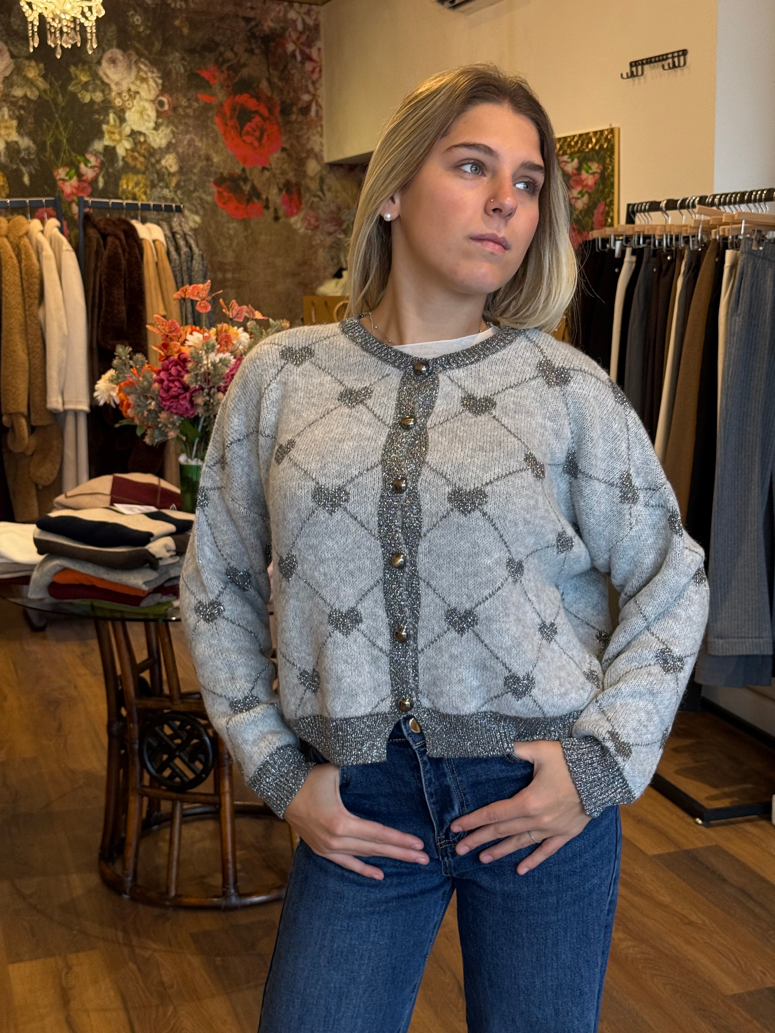 Cardina jacquard cuoricini misto lana Lokita