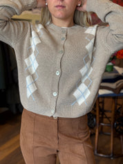 Cardigan rombi misto cashmere