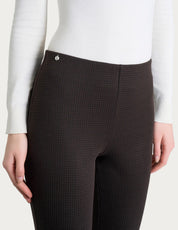 Pantalone a sigaretta con spacchetti e micro check in Eco Jacquard Ragno