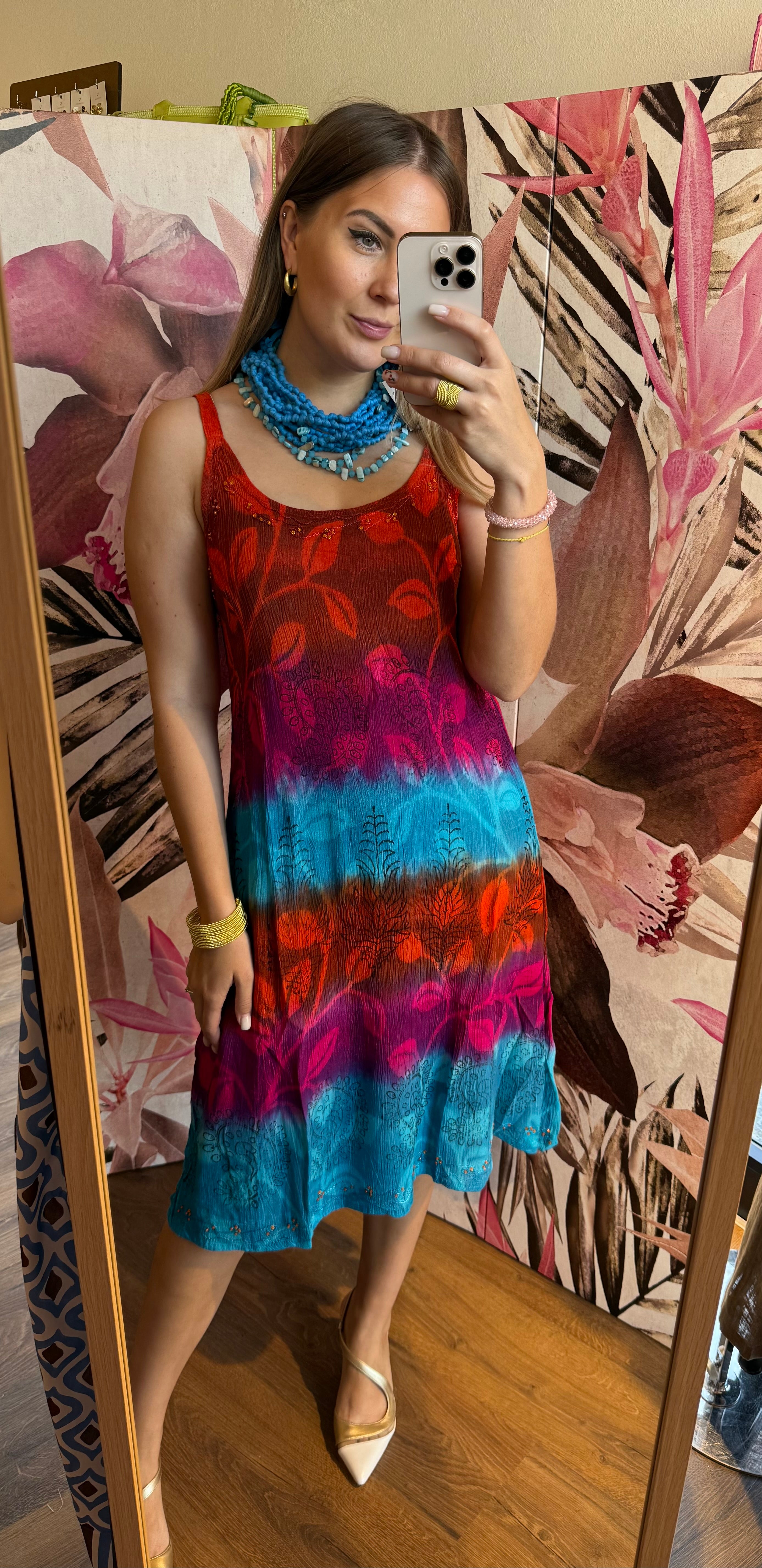 Abito multicolor ricamato con paillettes Gioia