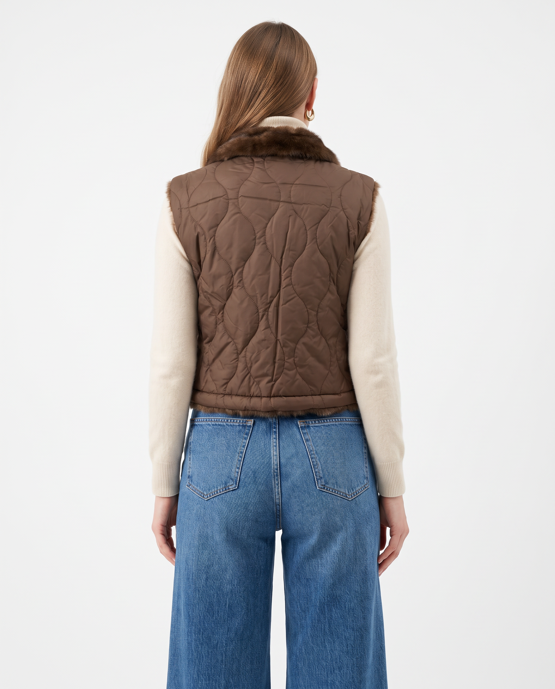 Gilet reversibile trapuntato  con pelliccia