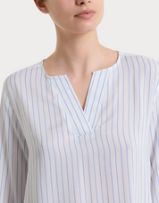 Blusa a righe in ecoseta Ragno - celeste