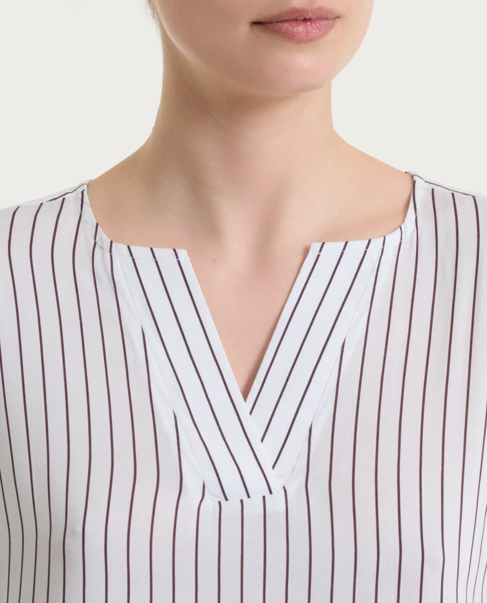 Blusa a righe in ecoseta Ragno - marrone