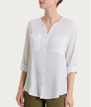 Camicia con manica risvoltabile- Bianco