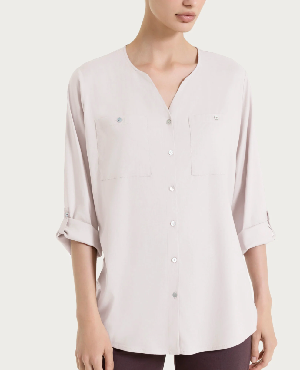 Camicia con manica risvoltabile- Rosa