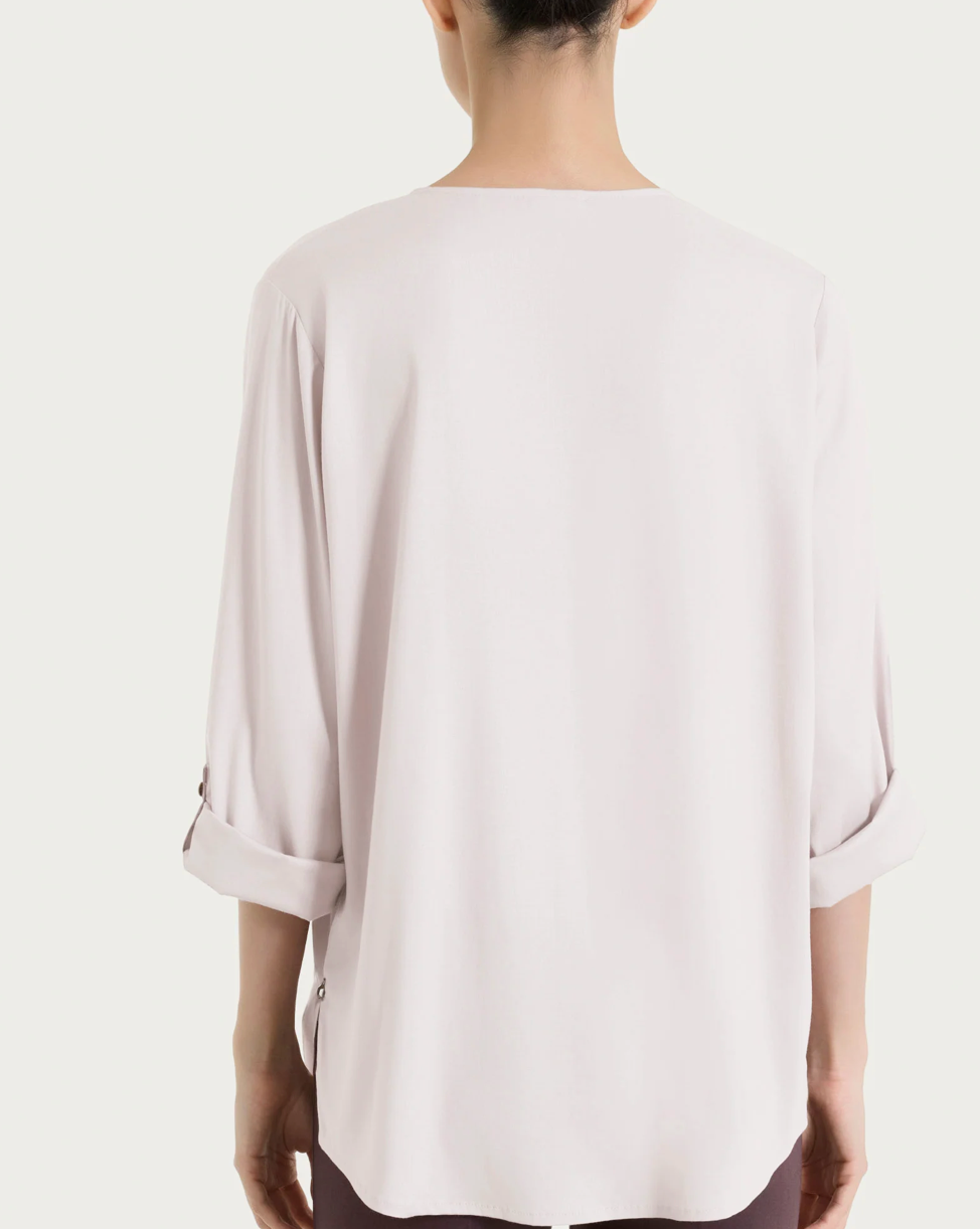 Camicia con manica risvoltabile- Rosa