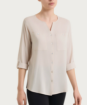 Camicia con manica risvoltabile- Champignon