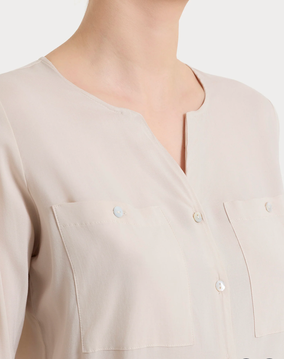 Camicia con manica risvoltabile- Champignon