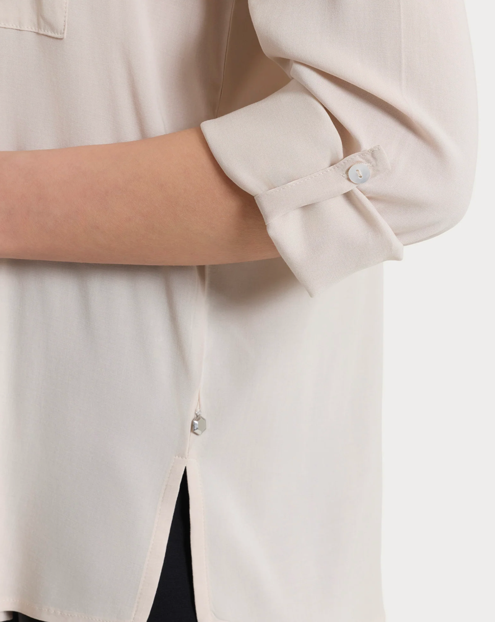 Camicia con manica risvoltabile- Champignon