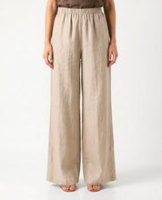 Pantalone Palazzo Tortora in Lino con Elastico in Vita