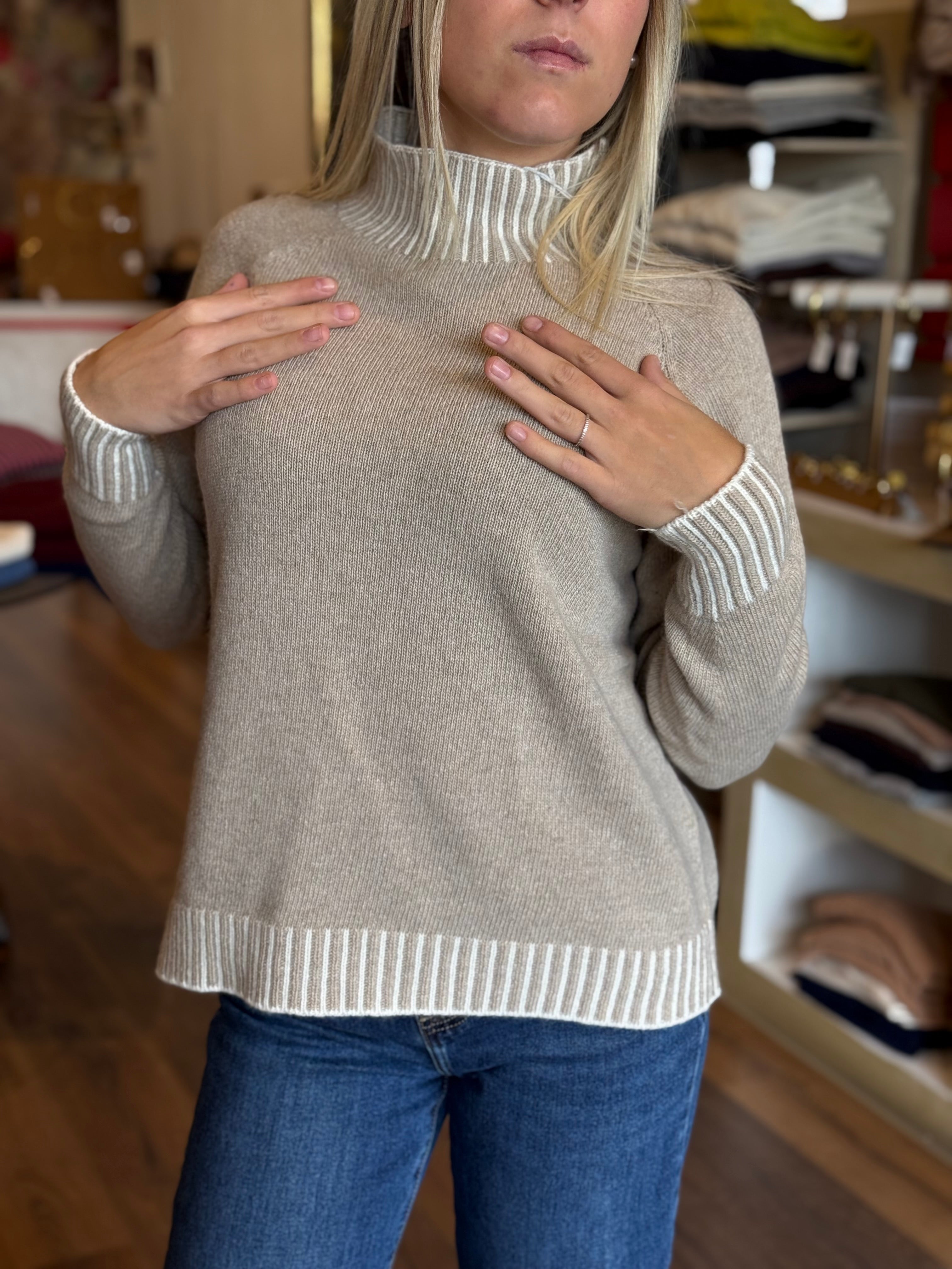 Maglia collo a cratere misto lana & cashmere