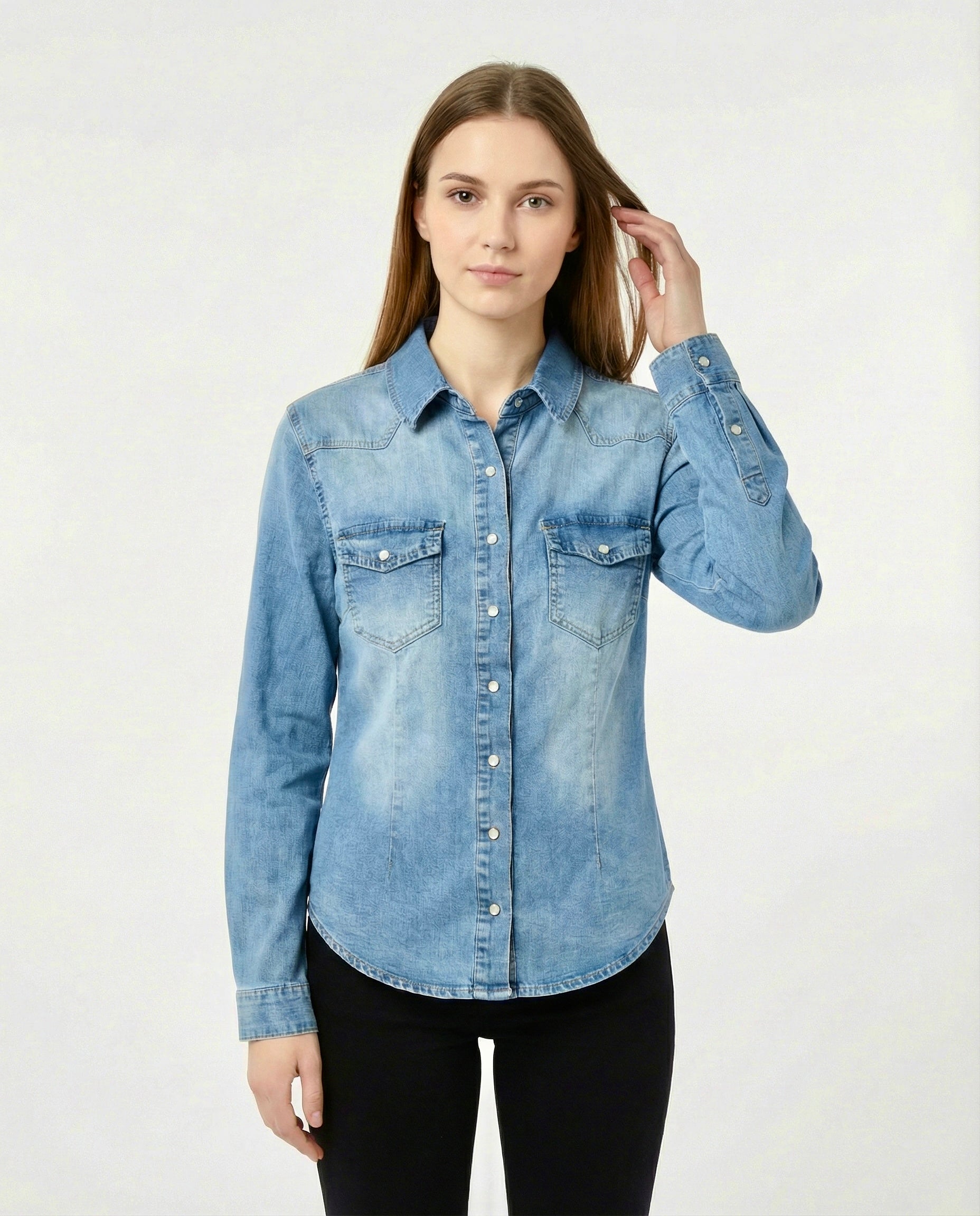 Camicia in denim lavaggio chiaro