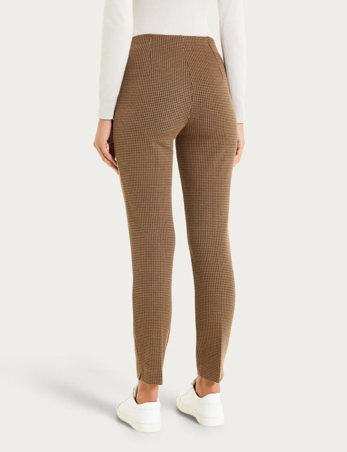 Pantalone a sigaretta con spacchetti e micro check in Eco Jacquard Ragno