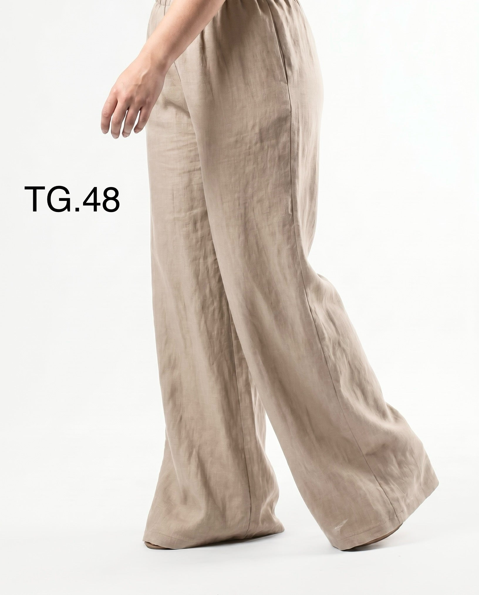Pantalone Palazzo Tortora in Lino con Elastico in Vita