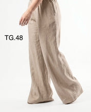 Pantalone Palazzo Tortora in Lino con Elastico in Vita