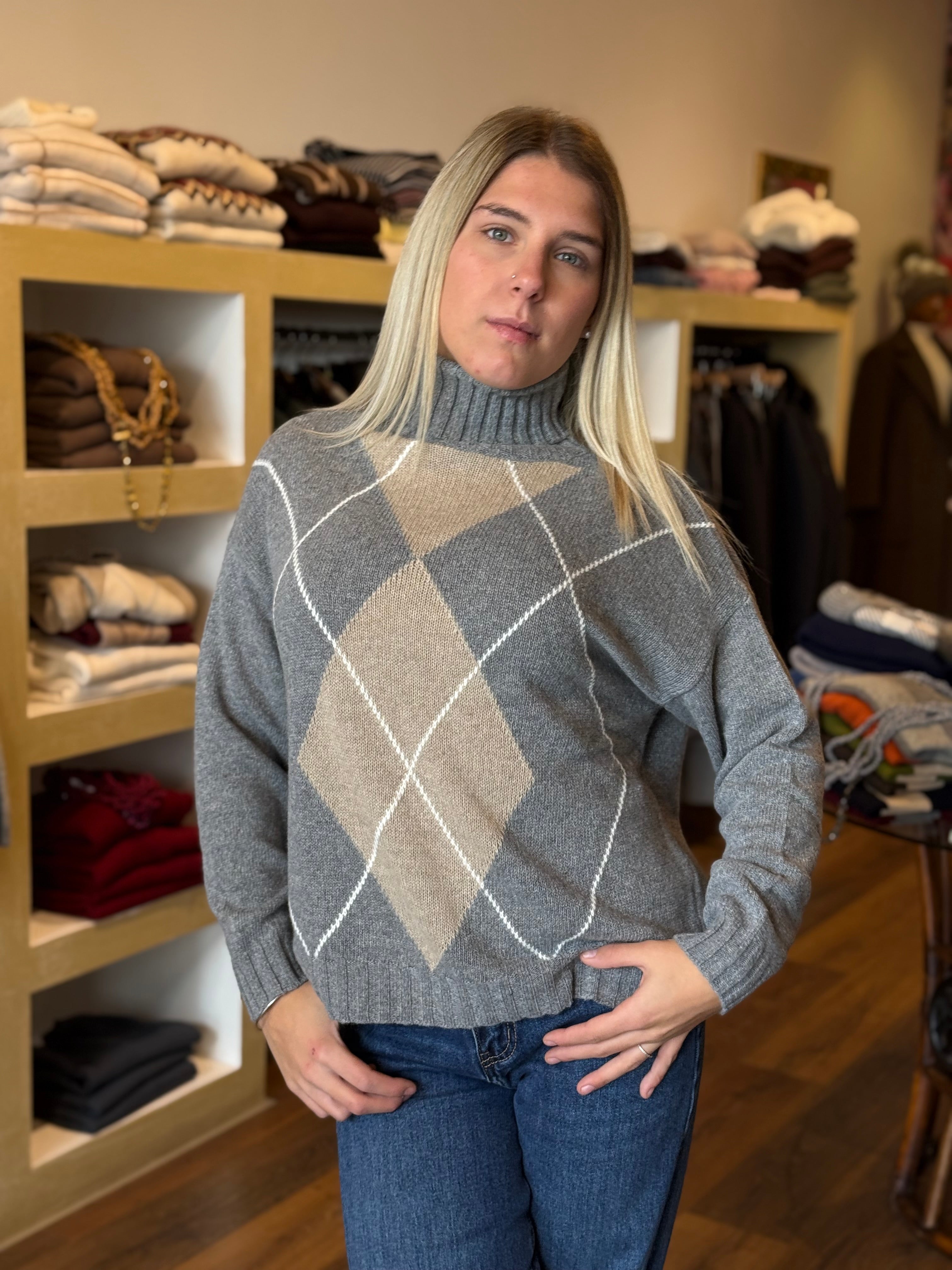 Dolcevita fantasia rombi misto lana&cashmere