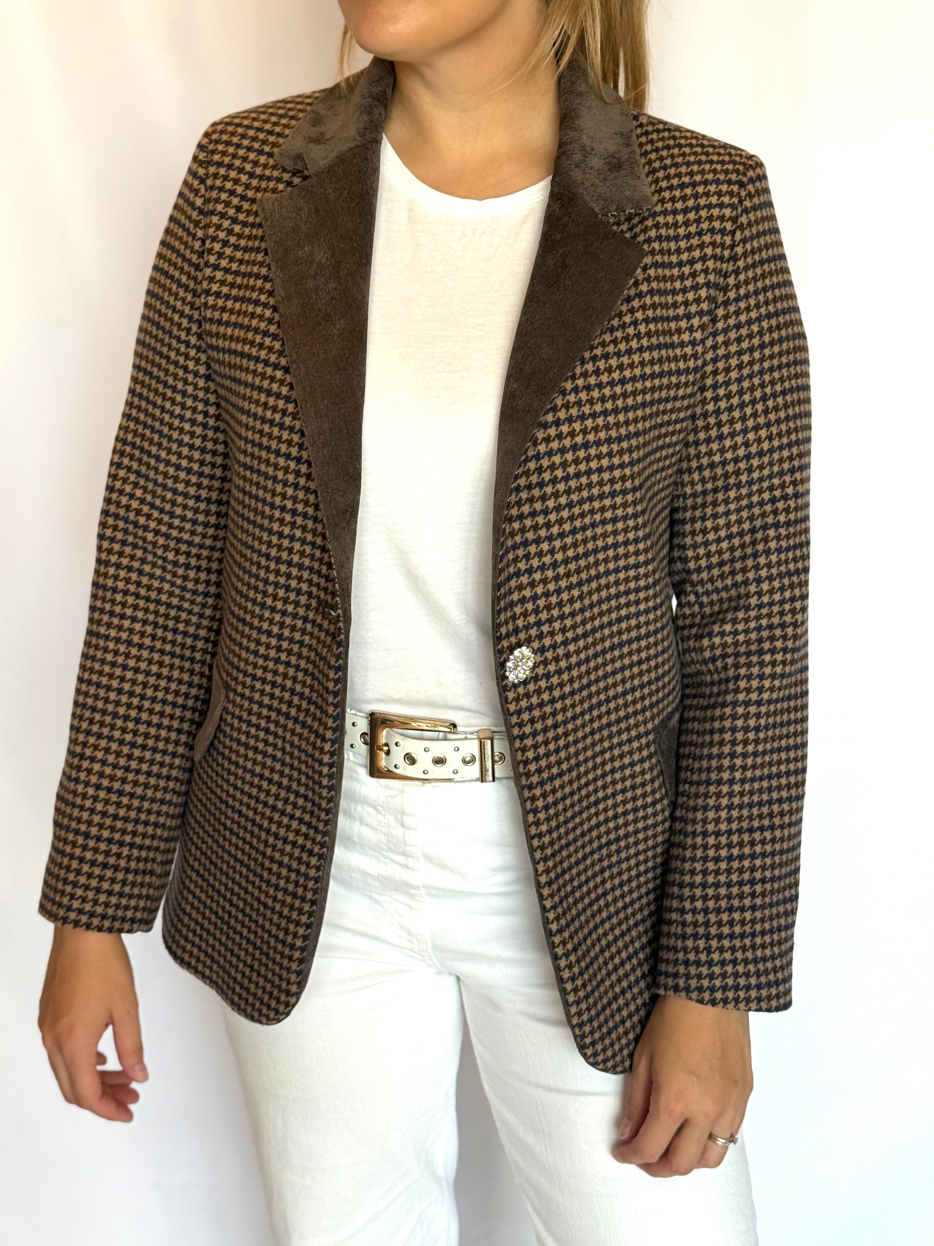 Blazer slim misto lana pied de poule Lokita