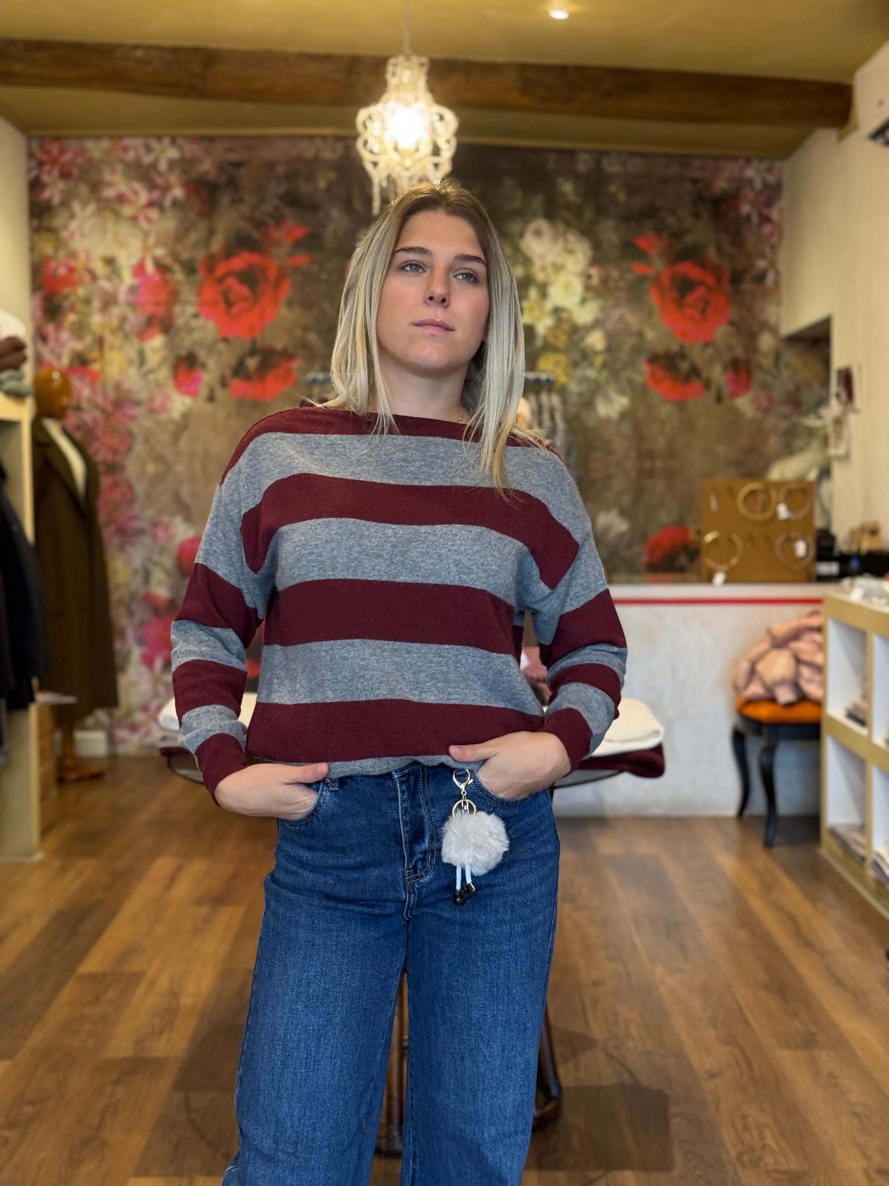 Maglia a righe misti lana&cashmere