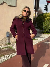 Cappotto vinaccia con collo in piedi Rinascimento