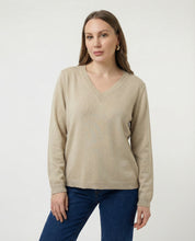 Maglione Donna con Scollo a V 100% cotone