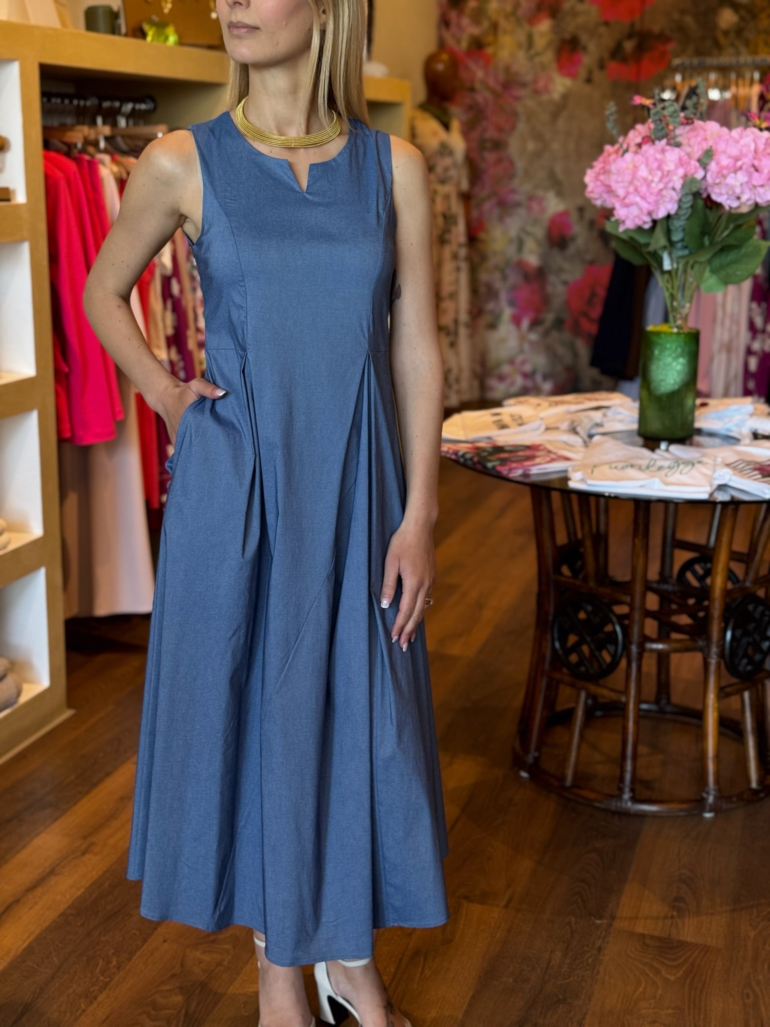 Abito midi colore jeans Gioia