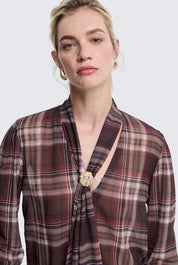 Blusa check con laccio Two Way