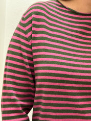 Girocollo a righe misto lana& cashmere