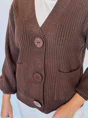 Cardigan a V di viscosa con maxi bottoni Gioia