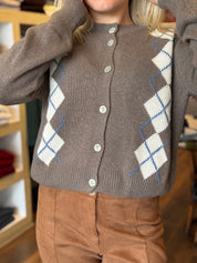 Cardigan rombi misto cashmere