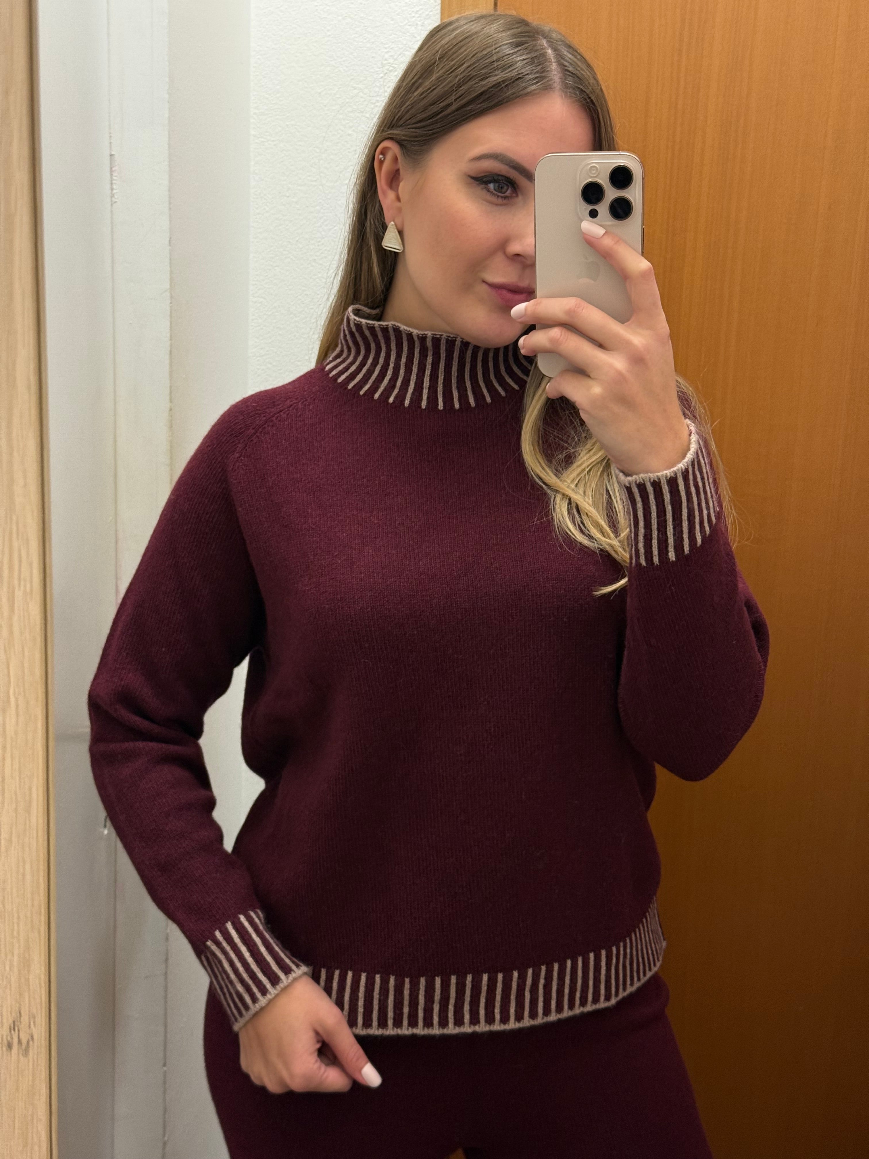 Maglia collo a cratere misto lana & cashmere