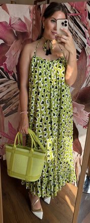 Abito maculato color verde mela Gioia
