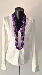 Collana artigianale a cinque fili con filo decorativo in perle/pietrine – Roberta Zanelli