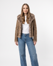 Giacca SOFIA reversibile effetto montone beige e tortora