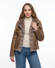 Giacca SOFIA reversibile effetto montone beige e tortora