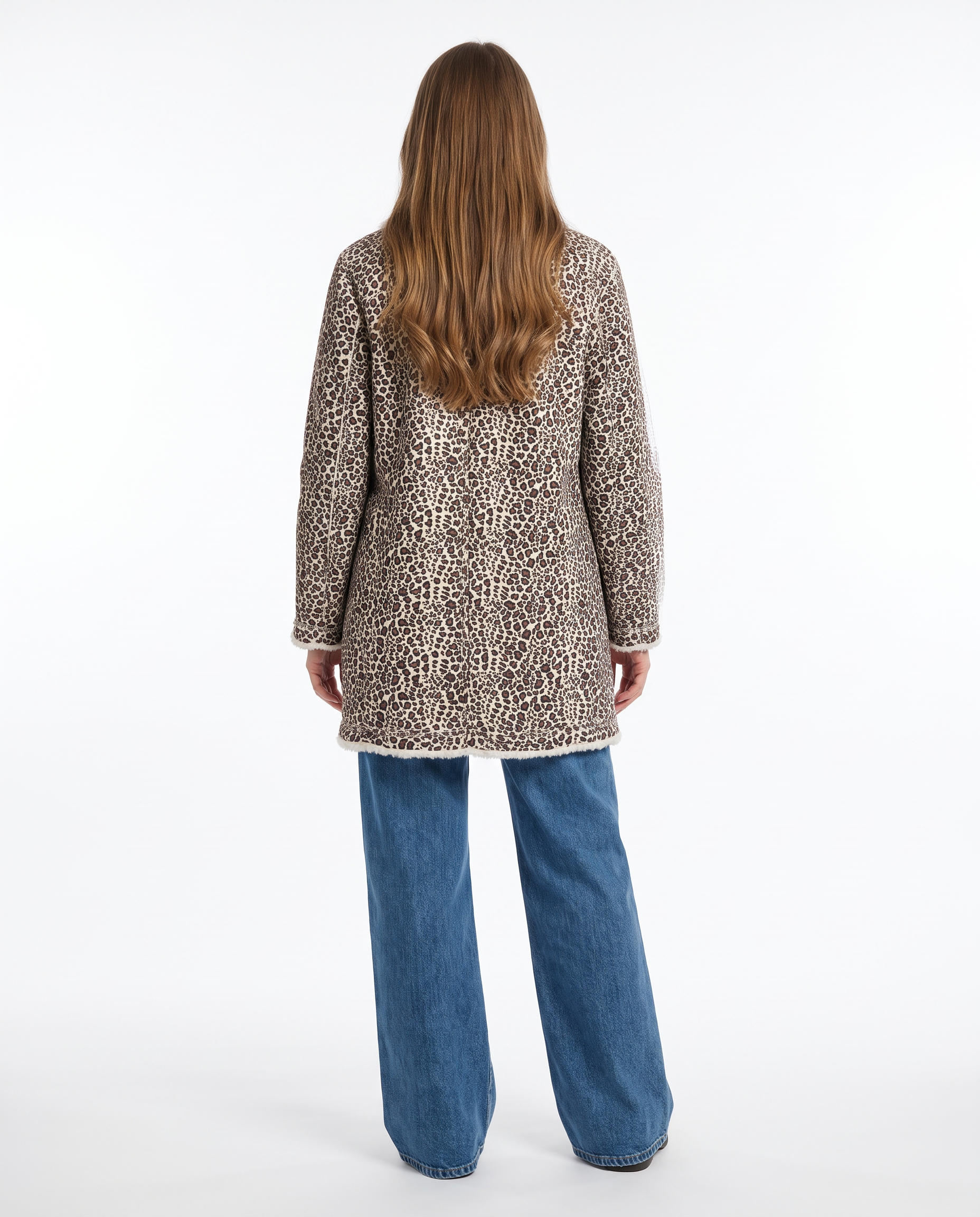 Cappotto lungo reversibile teddy e animalier