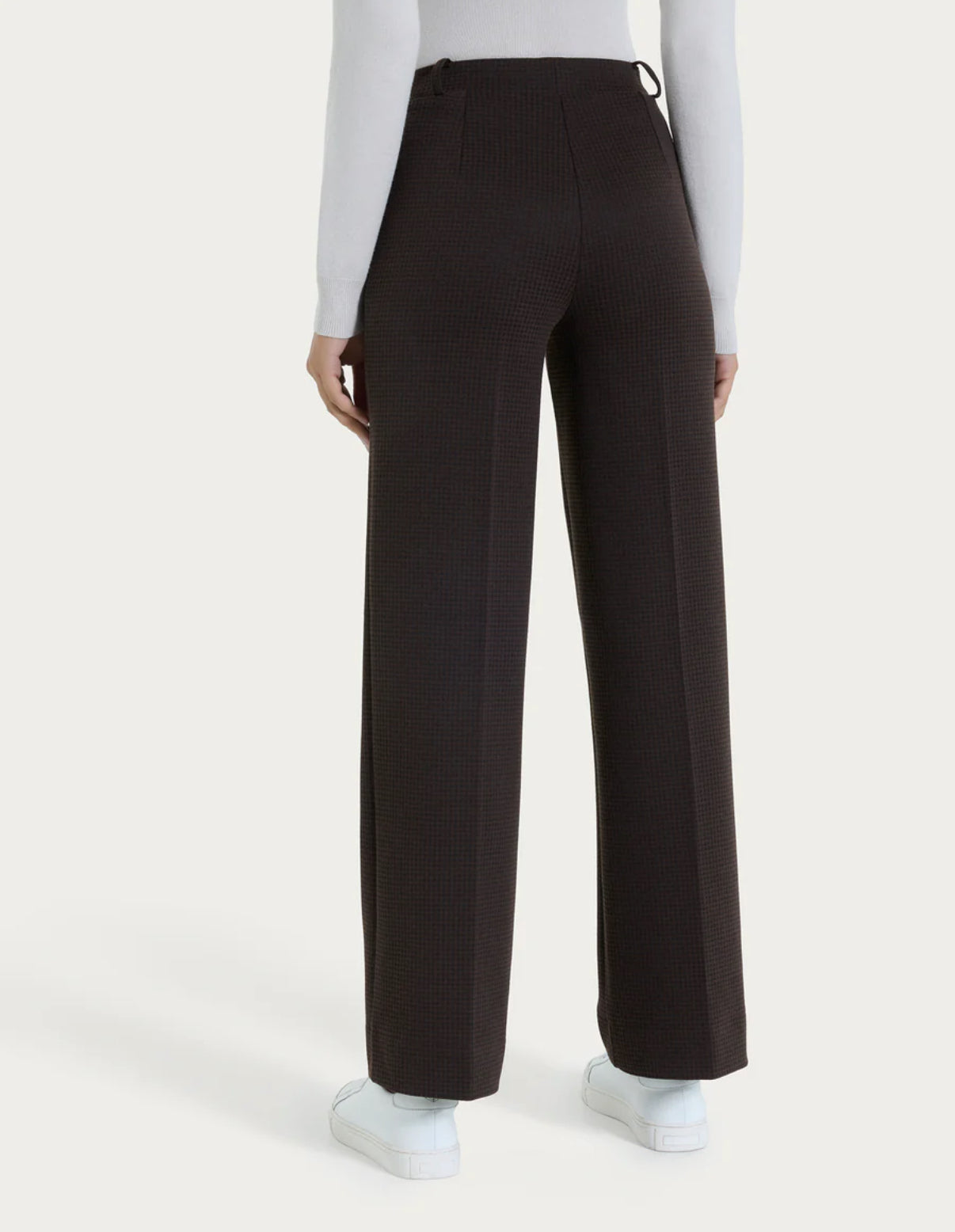 Pantalone wide leg con tasche e micro check in Eco Jacquard Ragno