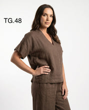 Casacca Marrone in Lino con Scollo a V