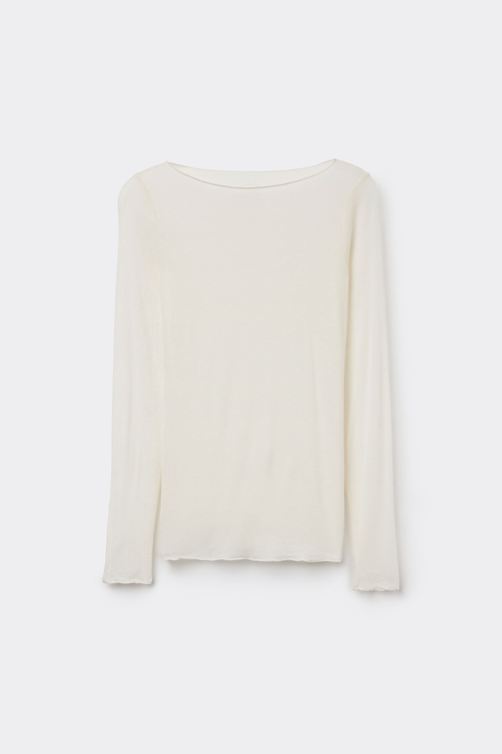 Maglia Essenziale Ultraleggera in Cashmere con Scollo a Barca Panna