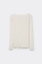 Maglia Essenziale Ultraleggera in Cashmere con Scollo a Barca Panna