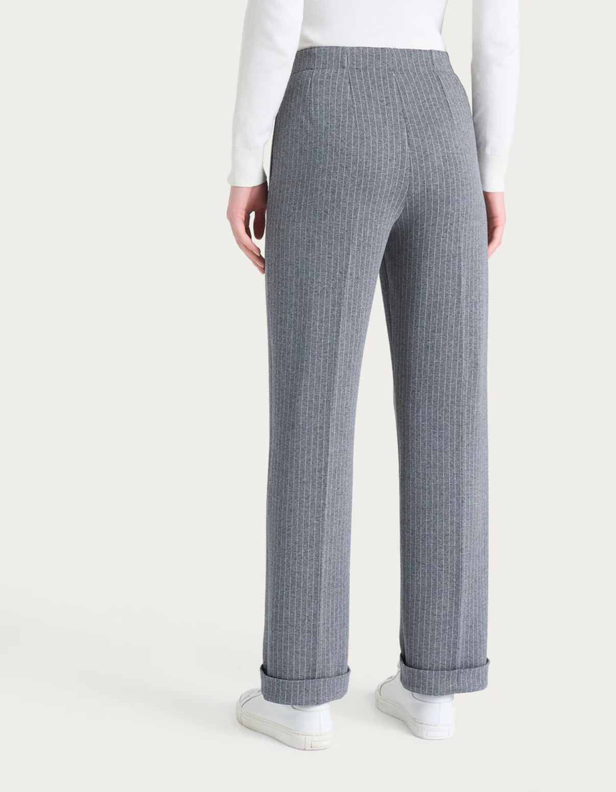 Pantalone gessato dritto con tasche in Eco Jacquard Ragno