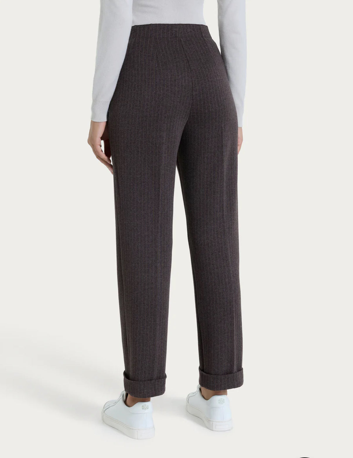 Pantalone gessato dritto con tasche in Eco Jacquard Ragno