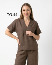 Casacca Marrone in Lino con Scollo a V