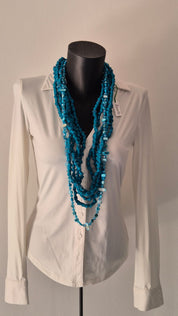 Collana artigianale a cinque fili con filo decorativo in perle/pietrine – Roberta Zanelli