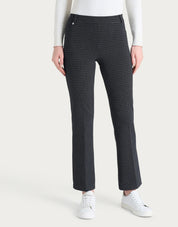 Pantalone flare alla caviglia con fantasia check in Eco Jacquard Ragno